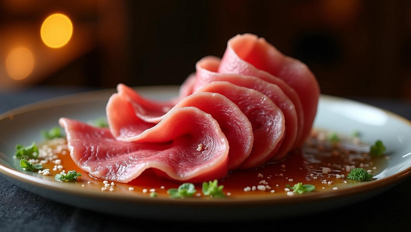 The main course, a single, perfectly prepared medallion of meat.