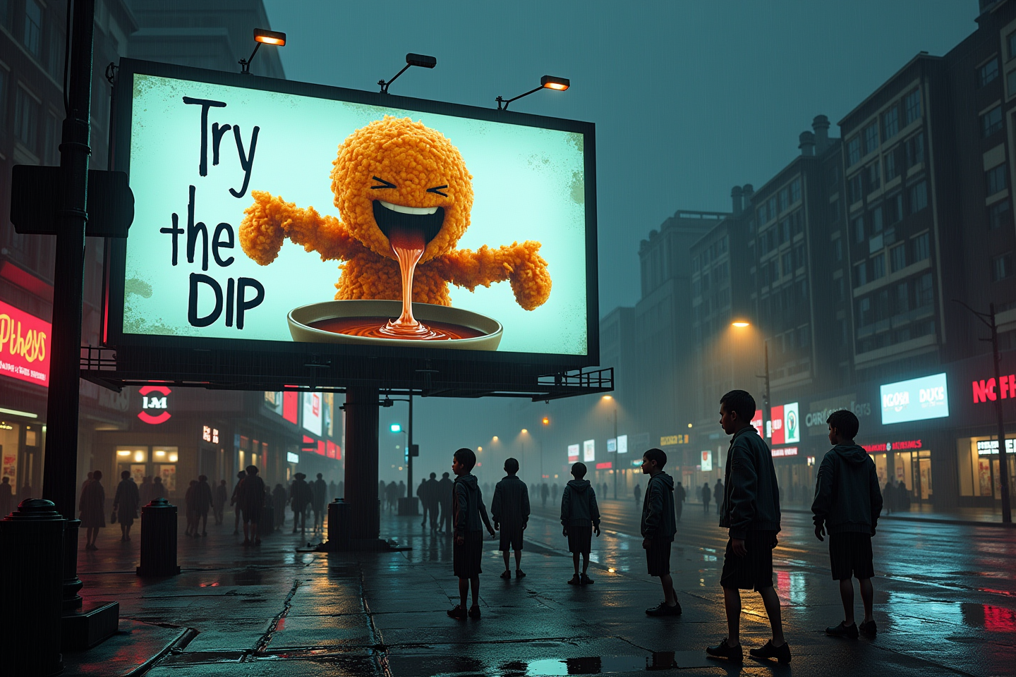 The Infinite Dip billboard, as seen in the MEGA MEAL saga