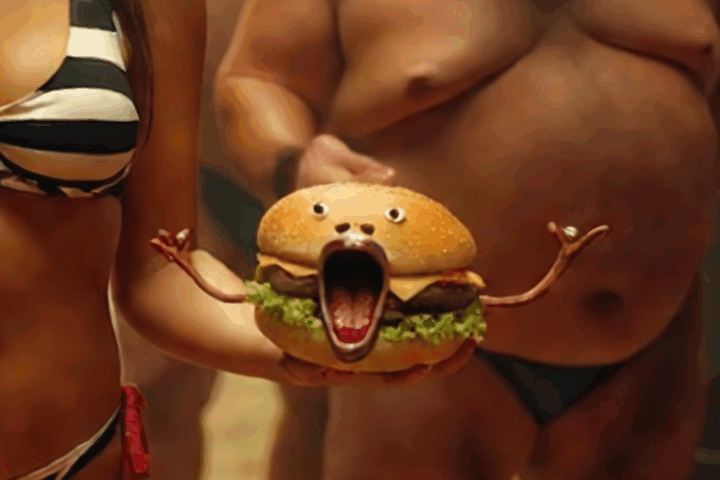 A screaming cheeseburger