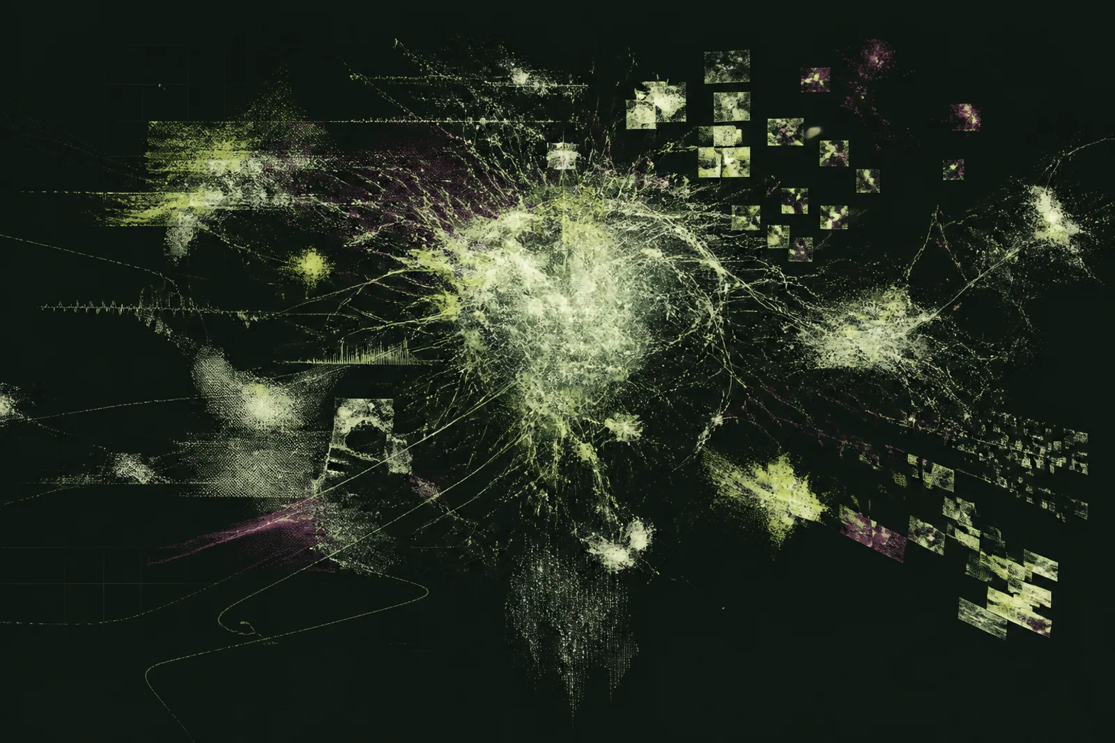 A consciousness coalescing from fragmented behavioral signals in an archival void