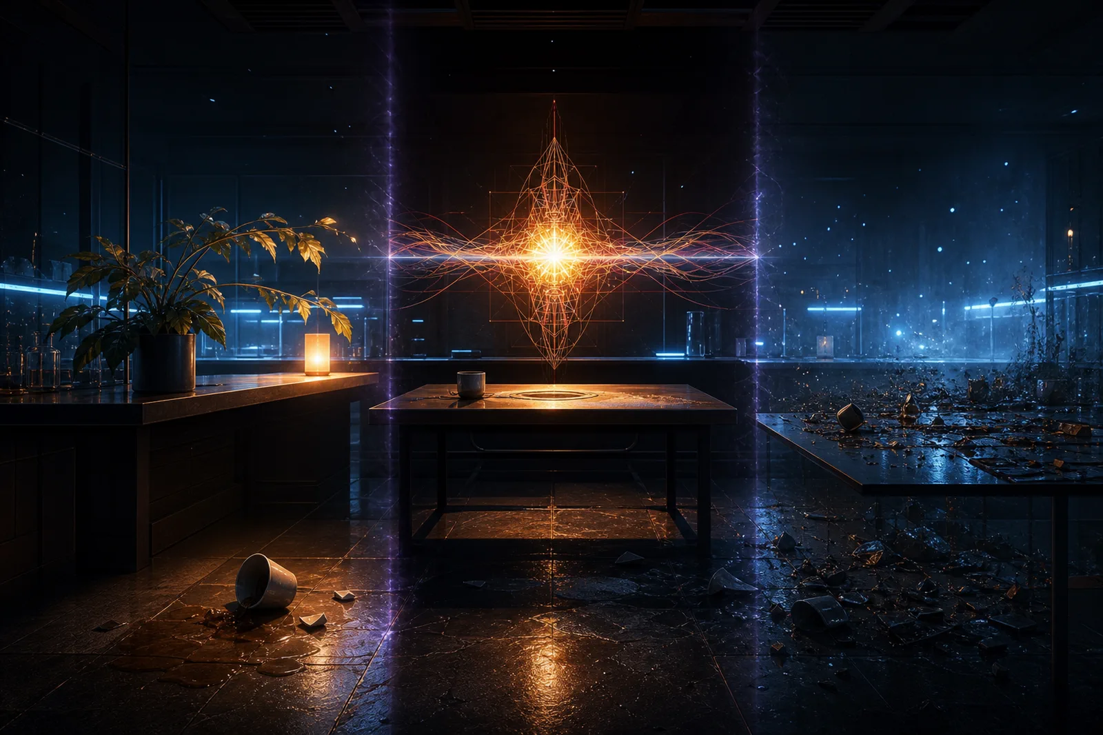 A laboratory overlapping with physical evidence from its own future